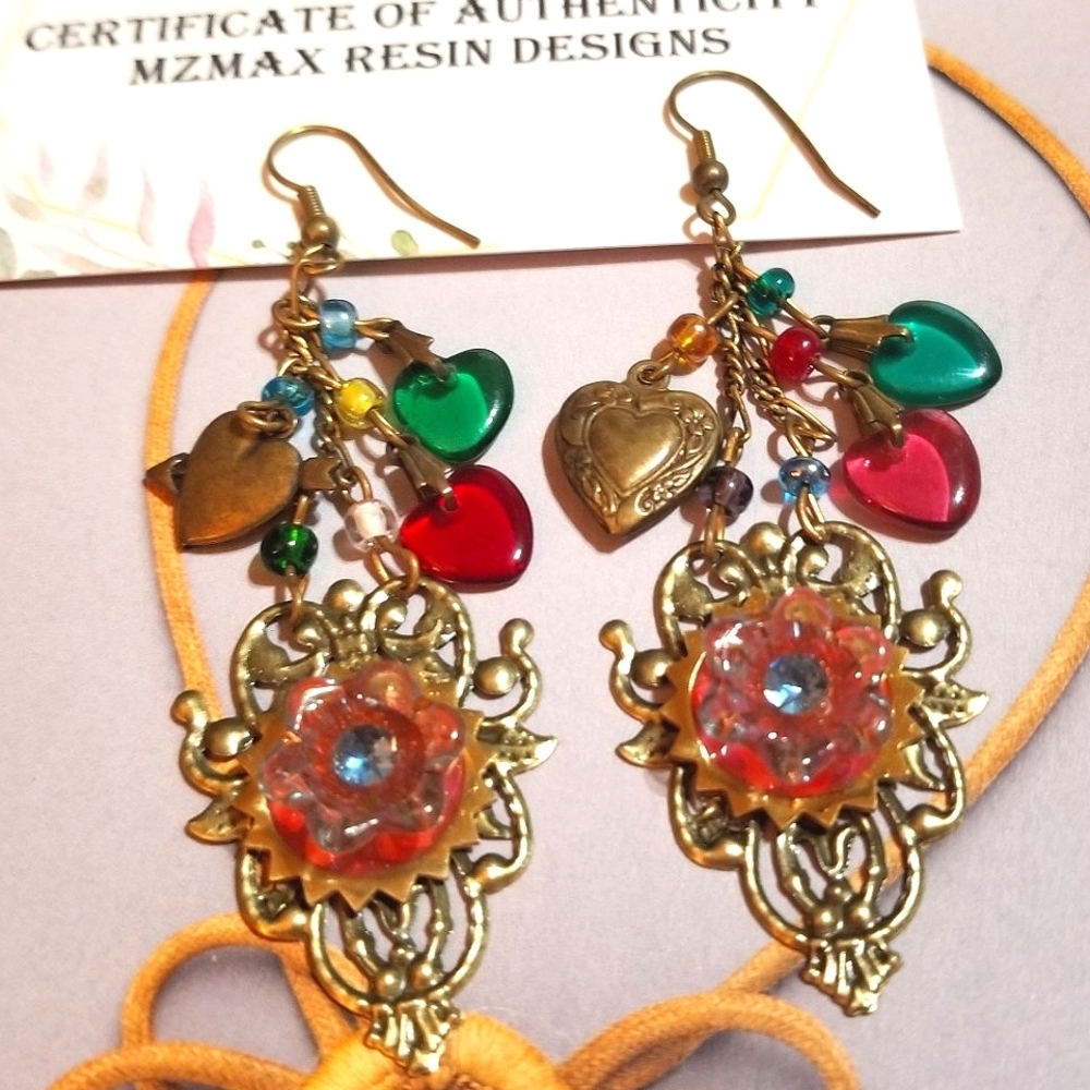 MzMax Long Feminine Resin Designs Earrings